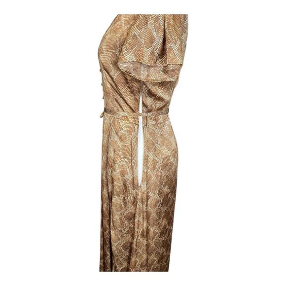 Paige Alayna Snakeskin Print Midi Dress in Bronze Size Small NWOT Belted Satin - Picture 10 of 16